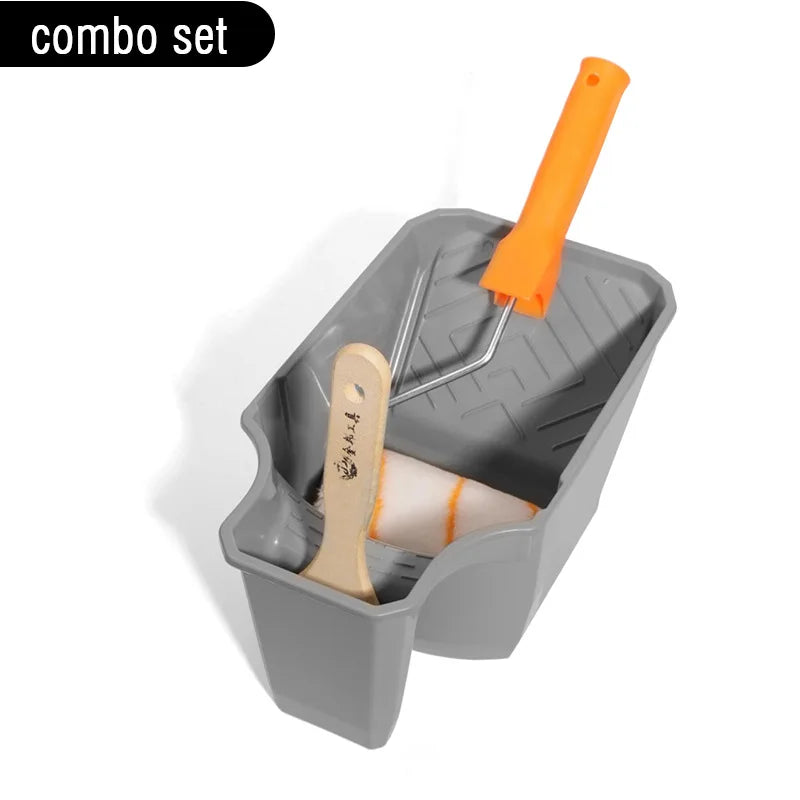 4 Inch Portable Paint Cup with Roller Holder, Durable PP Material, Large Capacity Paint Bucket, Easy Assembly for Paint Brushes