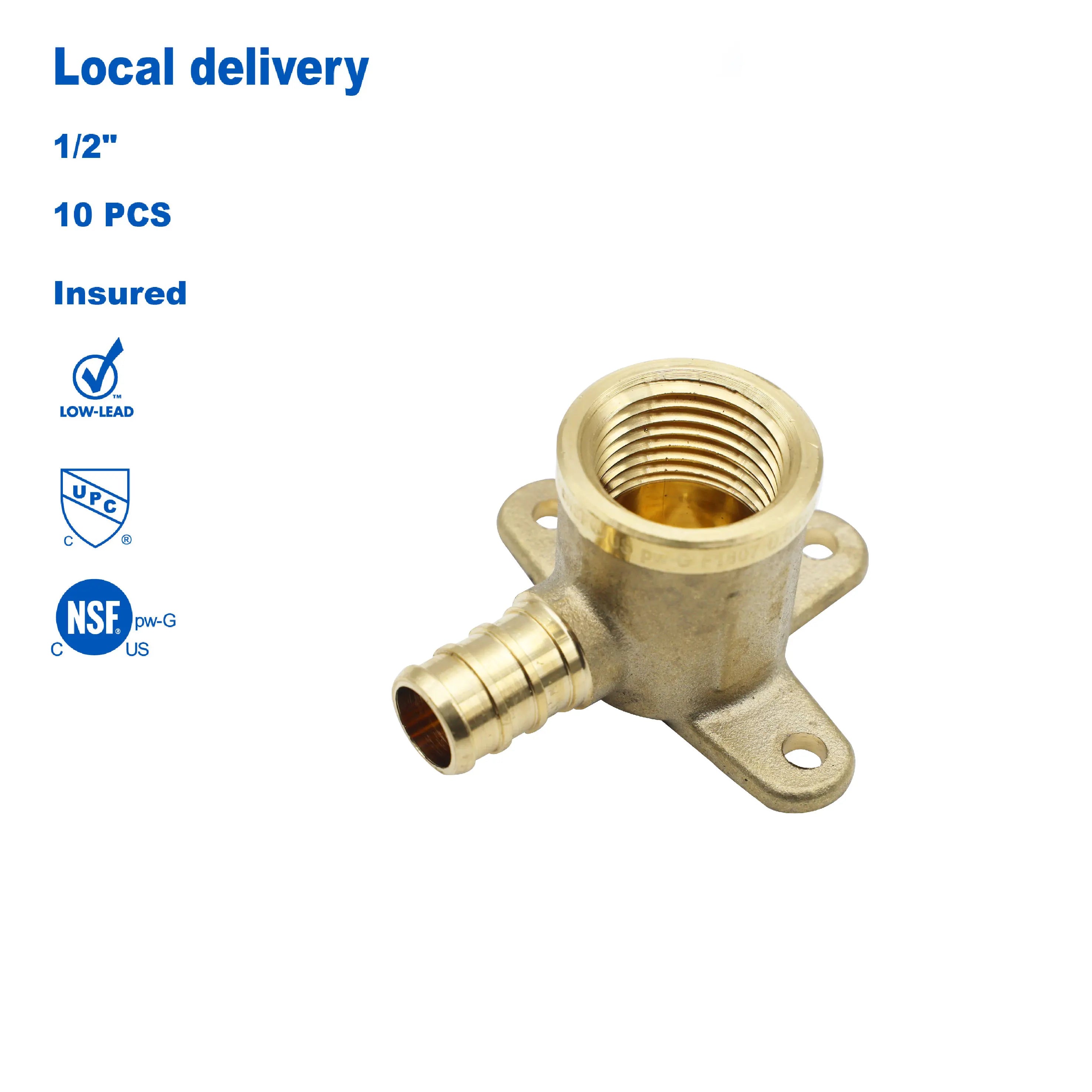 KING SMART Crimp/F1807 PEX 1/2" * 1/2" Female NPT Drop Ear Elbow; Lead Free Brass; 10Pcs/Case; 80204