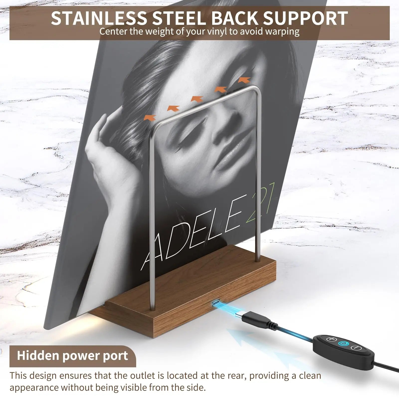 Now Playing Vinyl Record Holder Light Up Vinyl Record Display Stand with Fingerprint-Proof Acrylic Albums, Warm White Light