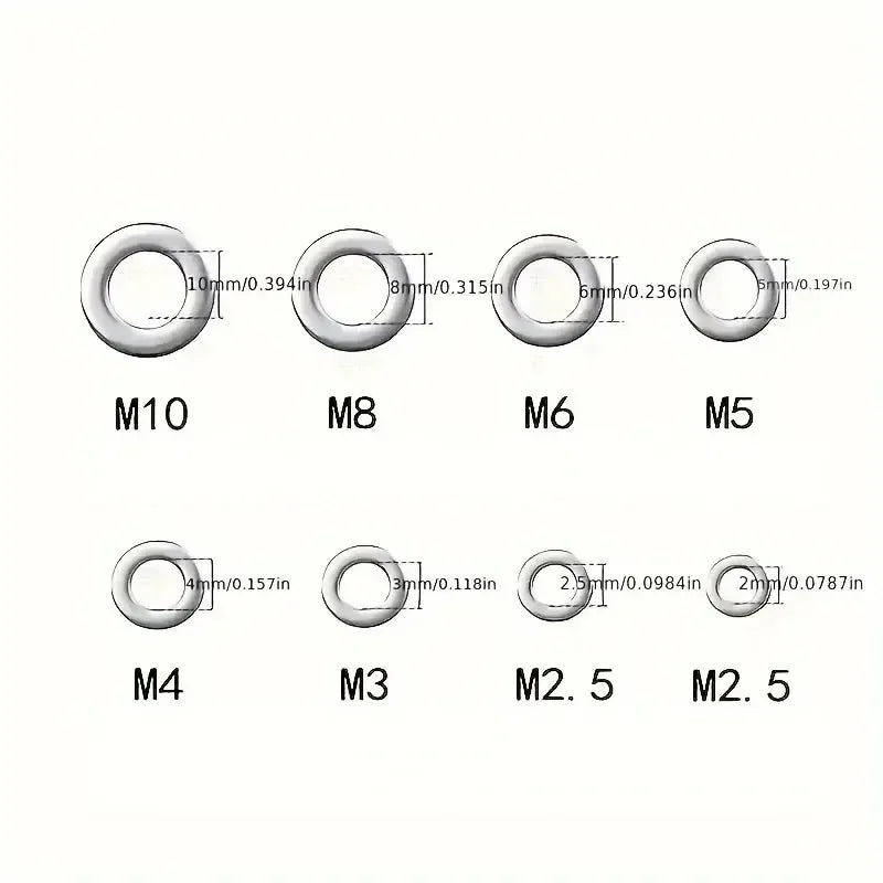360pcs 304 Stainless Steel Flat Washers Set, Perfect For Home Decor, Factory Repair, Kitchens, Shops & More