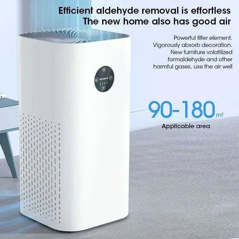 180m² HEPA Air Purifier for Pet Hair Removal Dust Formaldehyde Germ Killer Negative Ion Cleaner for Home Office Bedroom