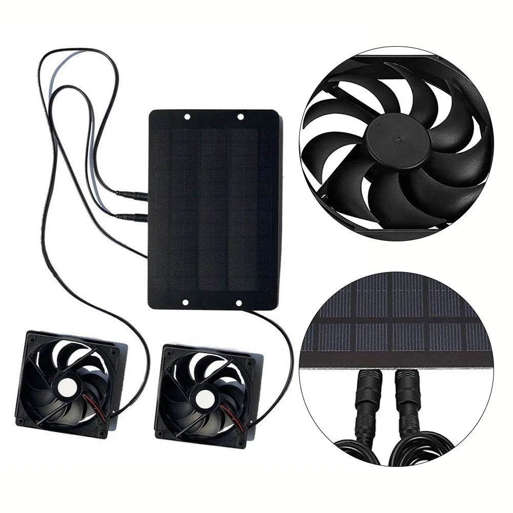 Solar Powered Fan Exhaust Fan12V 10W Waterproof Dual Exhaust Fan Air Extractor For Camping Greenhouse Kitchen Animal House