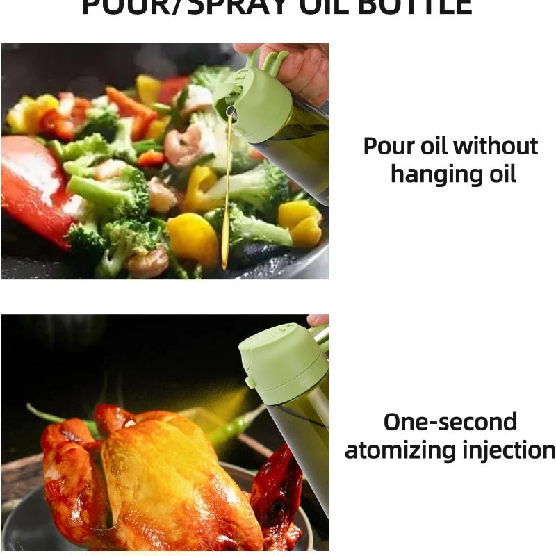Olive Oil Dispenser Plastic Bottle for Kitchen Gadgets Air Fryer Accessories Olive Oil Sprayer Cooking Light-Blocking Dark Green