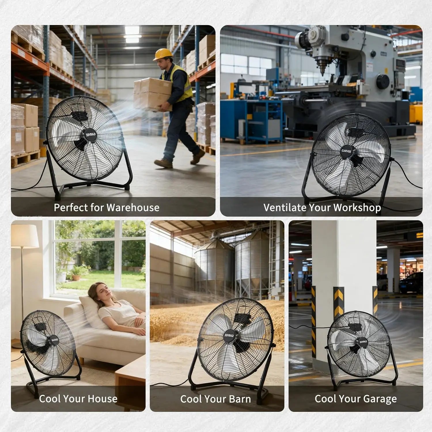 12/20 Inch Floor Fan, 3 Speeds 4800 CFM High Velocity Heavy Duty Industrial Fan, 360° Adjustable Tilt,Cooling for Industrial Home