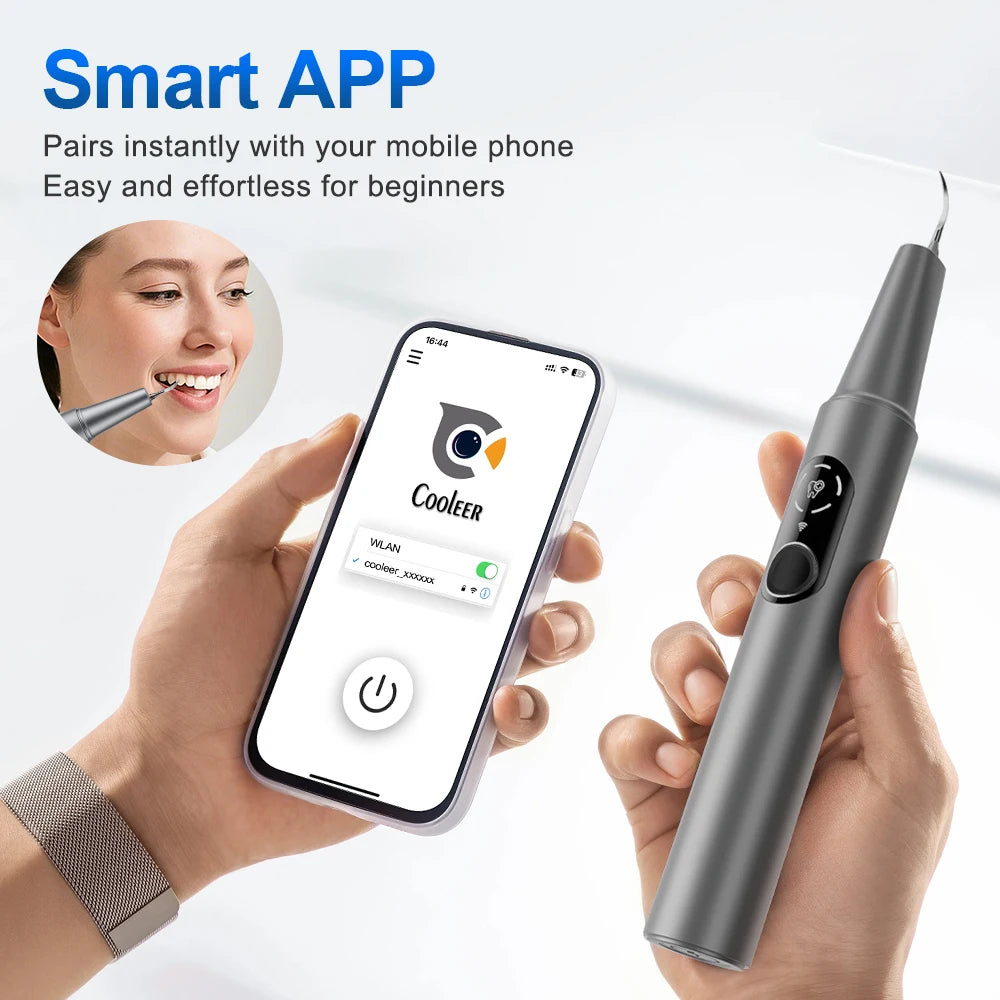 New Visual Ultrasonic Dental Scaler 500W 360°HD Camera Tooth Cleaner with LED Light Dental Stains Tartar Plaque Calculus Removal