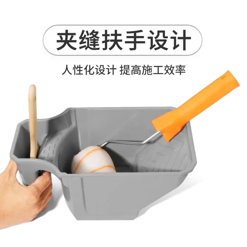 4 Inch Portable Paint Cup with Roller Holder, Durable PP Material, Large Capacity Paint Bucket, Easy Assembly for Paint Brushes