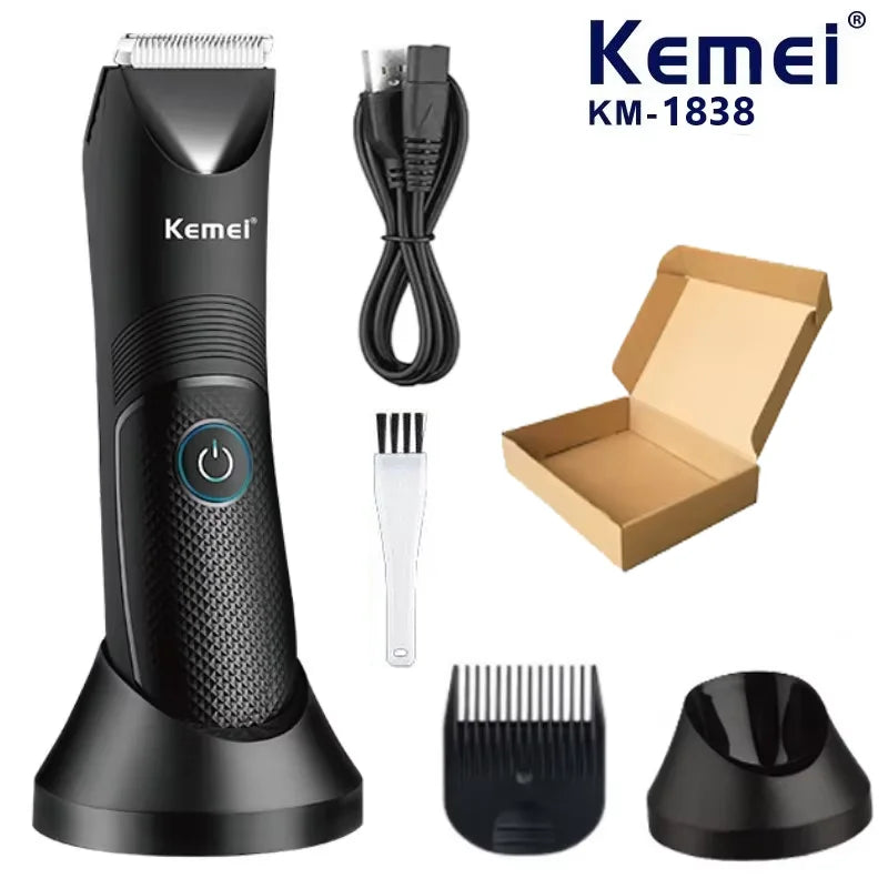 Kemei KM-1838 Groin Area Hair Trimmer Lawn Mower Ceramic Blade Waterproof Wet Dry Clippers Pubic Armpit Body Hair Hygiene Razor