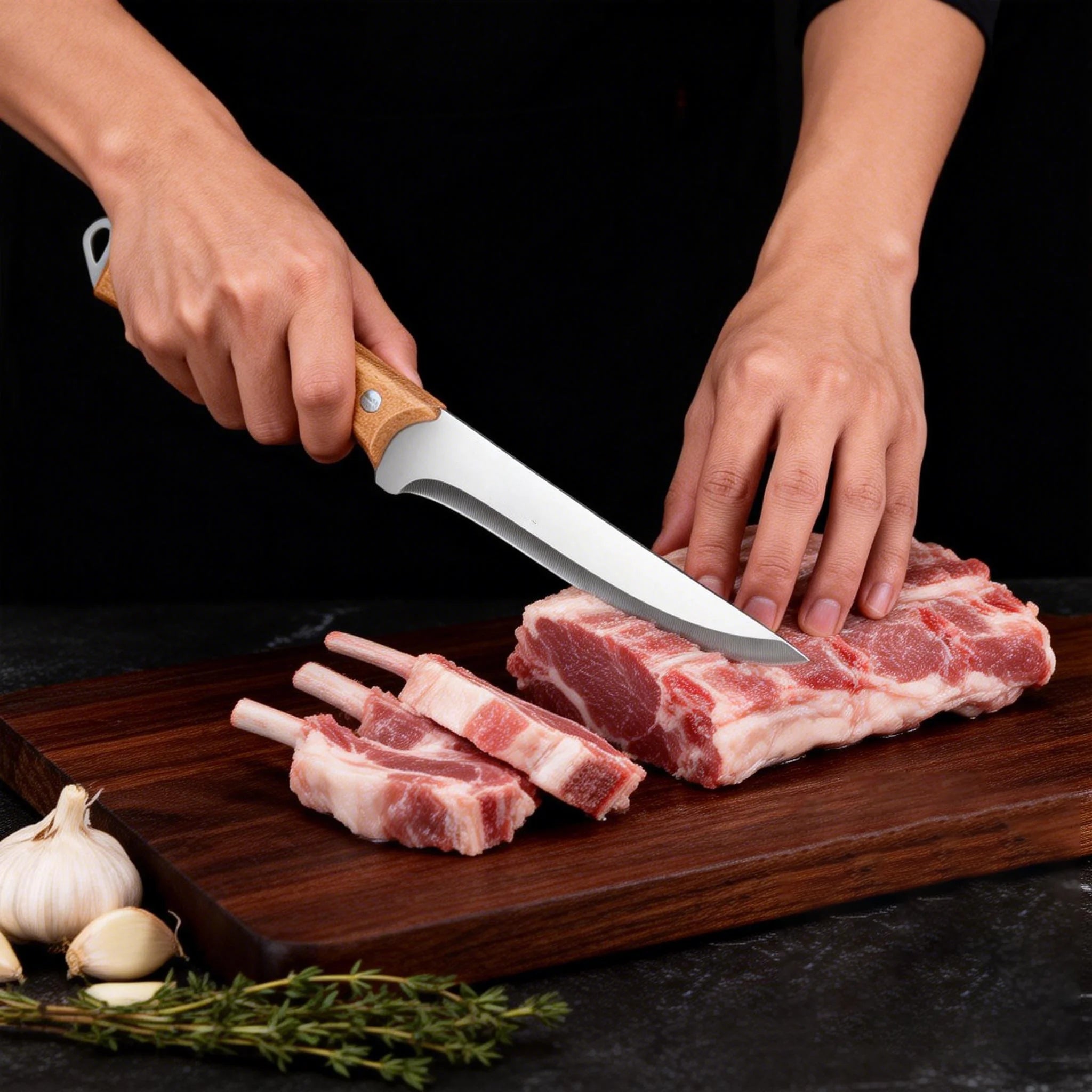 Professional forging bone removal and slicing knife set, kitchen knife with wooden handle, meat cutting knife with blade sheath