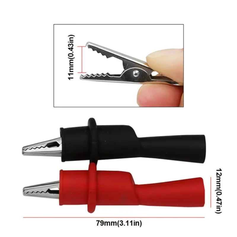 Multimeter Tester Accessories 2 Red and Black Wire Clips Ac/Dc Rated 10A 1000V Suitable for Multimeter Tools