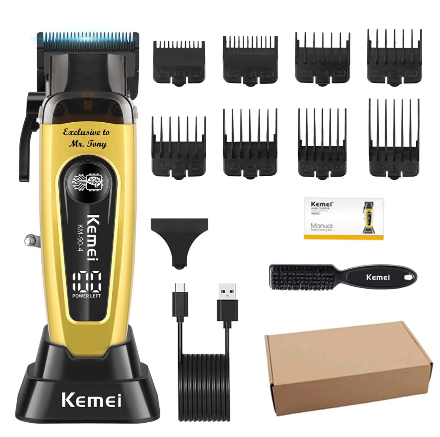 KEMEI Men's Hair Trimmer, Cordless Professional Hair Clippers, Beard Trimmer, Barber Care Kit, Hair Cutting Machine, 11,501 RPM,