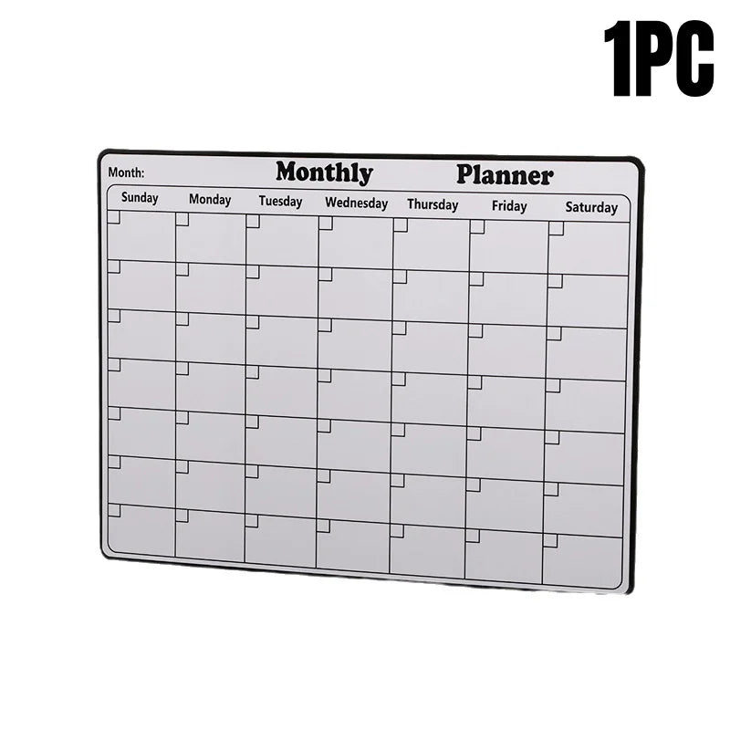 1/2Pcs Magnetic Refrigerator Dry Erase Calendar Monthly Planner Whiteboard Record Message Board Memo Pad Kitchen Fridge Decor