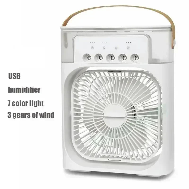 New 3 In 1 Mini Air Cooler Portable Fan Air Conditioner Humidifier with LED Night Light Adjustable Wind Speed Desktop CoolingFan