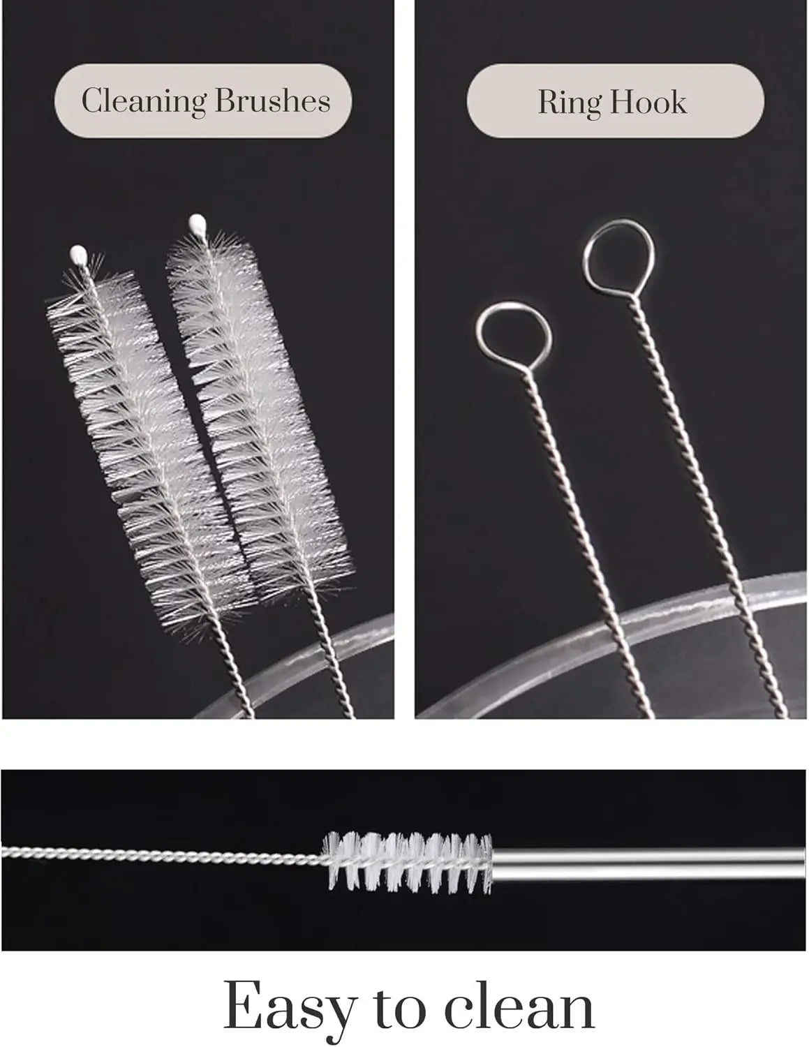 Set of 4 Reusable Metal Straws, 10.5'' Long Stainless Steel Straw with Cleaning Brushes and Case, Drinking for 30 oz and 20 oz T