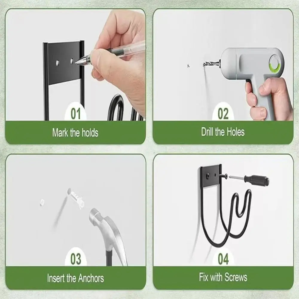 Durable Iron Metal Garden Hose Hanger Wall Mounted Easy Installation Garden Water Pipe Hook Storage Hook Outdoor Storage