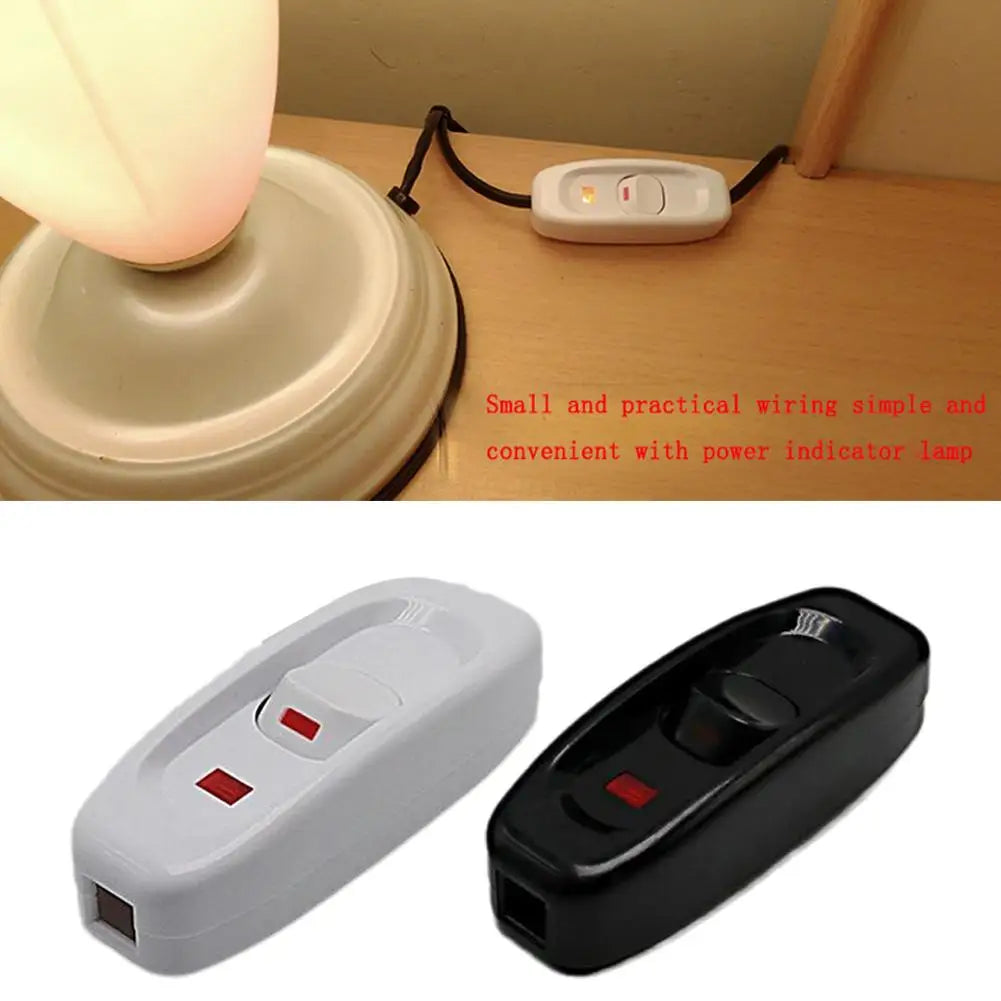 AC 240V 10A Bedside Lamp Switch Inline ON/OFF LED Indicator Light Button Table Lamp Cord Cable Switches