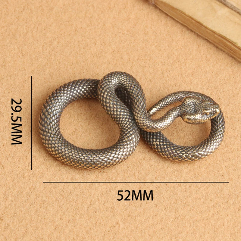 Retro Copper Snake Boa Ornament Decoration Tea Pet Antique Animal Figurines Miniatures Desk Living Room Home Decor Accessories