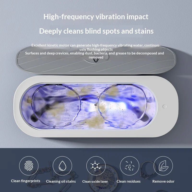 Multifunctional Ultrasonic Cleaner Household High Vibration Cleaning Machine for Contact Lenses Makeup Brushes Jewelry Dentures