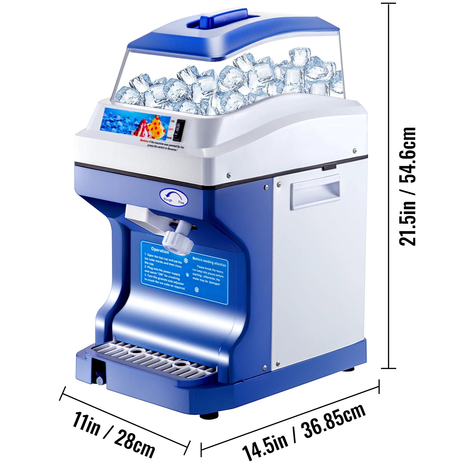 SucceBuy Commercial Ice Shaver Crusher 441LBS/H with 11LBS Hopper Electric Snow Cone Maker For Parties Events Snack Bar