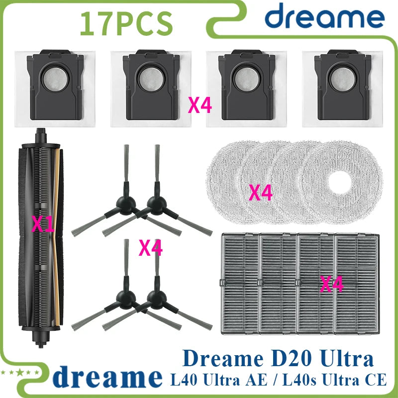 Fit For ( Dreame L40 Ultra AE / Dreame L40s Ultra CE / Dreame D20 Ultra ) Vacuum Parts Main Side Brush Filter Mop Cloth Dust Bag