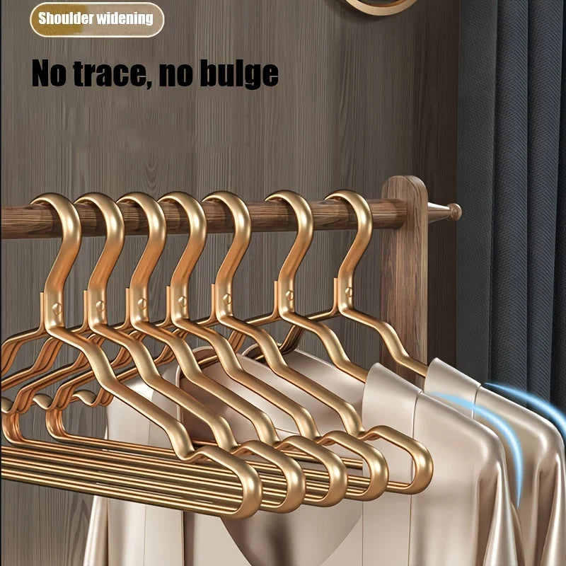 5/10pcs Golden Durable Children Clothing Aluminum Alloy Clothing Hanger Domestic Adult Hanging Coat Hanger Supplies Organizer