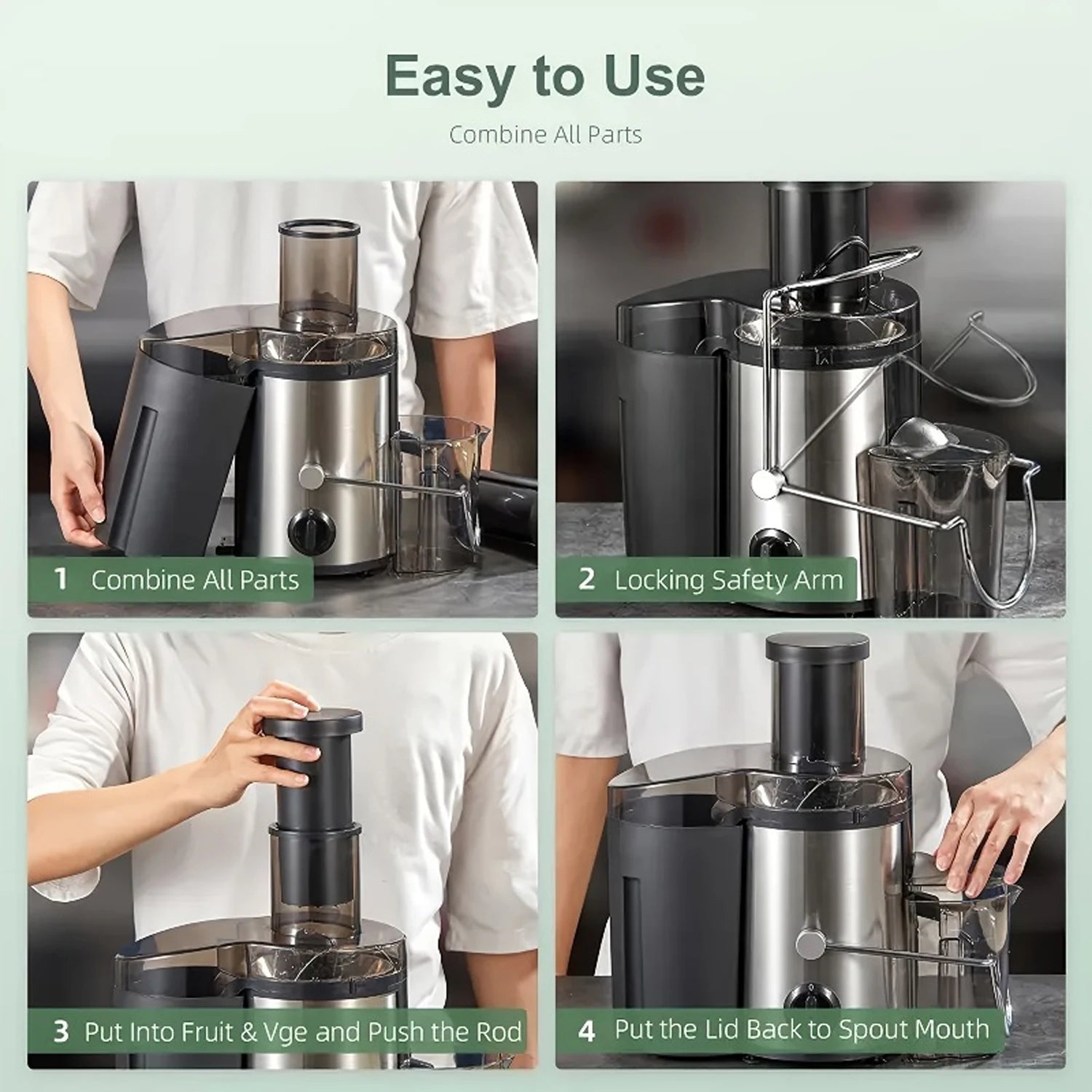 Household and Commercial Dual-Purpose Juicer with Powerful Motor, High-Speed Output Fine and Residue Free Juice, Large Capacity Machine, Material, High Temperature Resistance, Odorless Fruit and Vegetable Fresh Pressing Juice