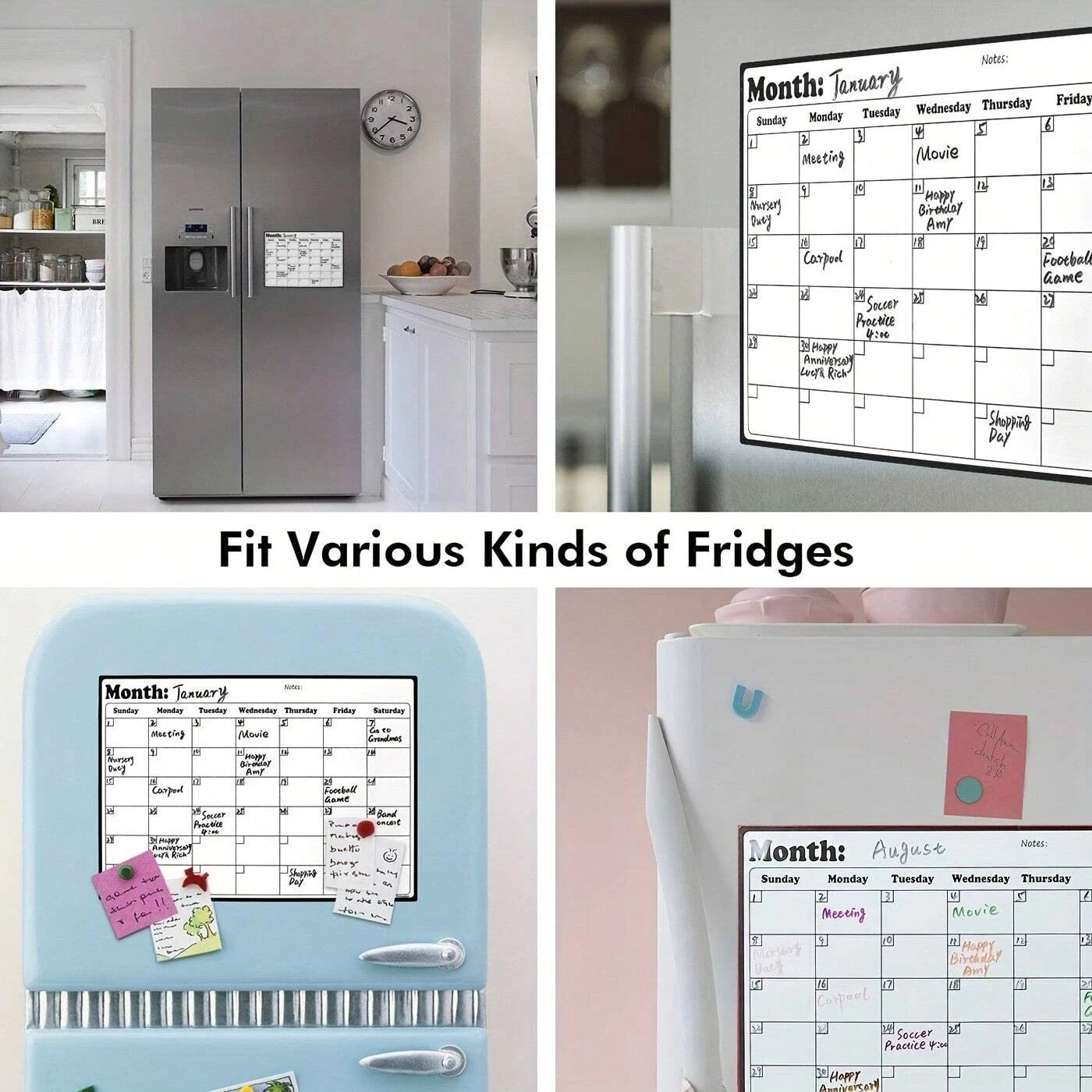 1/2Pcs Magnetic Refrigerator Dry Erase Calendar Monthly Planner Whiteboard Record Message Board Memo Pad Kitchen Fridge Decor