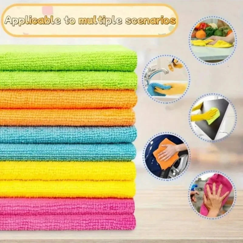 1/3/5/10Pcs Multi-Color Microfiber Cleaning Towels, Soft Quick Drying Water Absorbent Cloths for Home Kitchen Bathroom Hotel