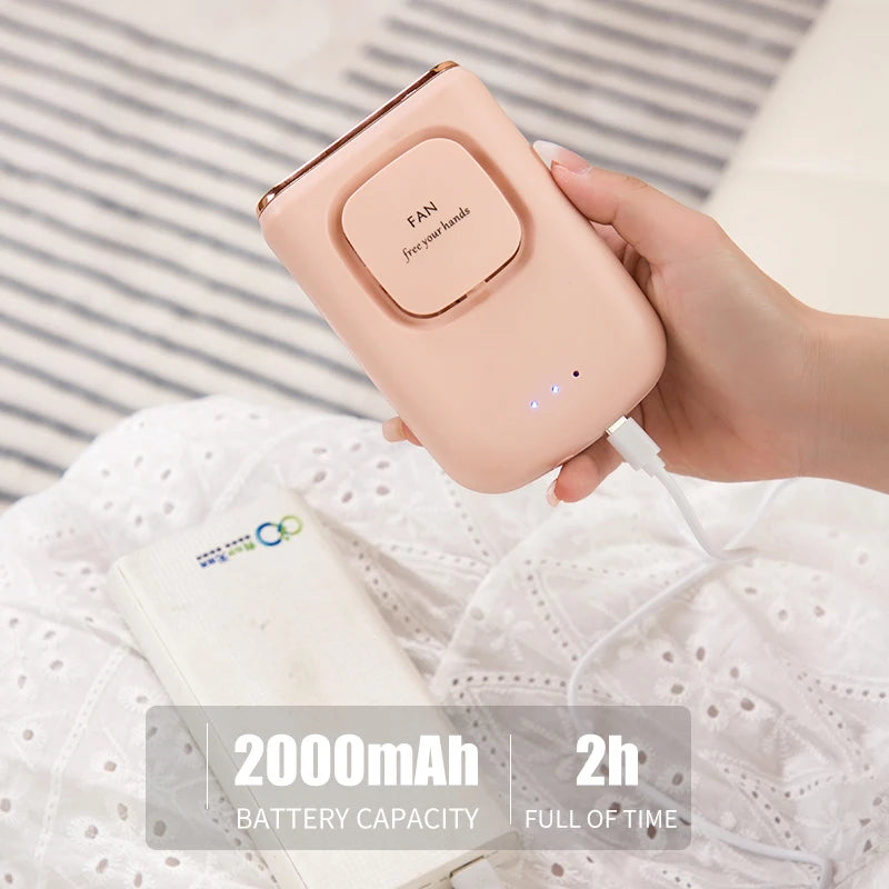 USB Rechargeable 1200mAh Portable Mini Neck Fan - Lightweight and Compact Design, Suitable for Outdoor, Dormitory, Office and Tr