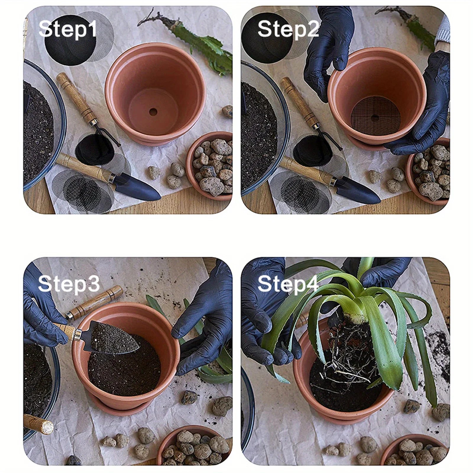 50PCS Prevent Soil Loss Breathable Gasket Leakproof Drainage Flower Pot Hole Mesh Pad Bottom Mat Breathable Drainage Gasket Net