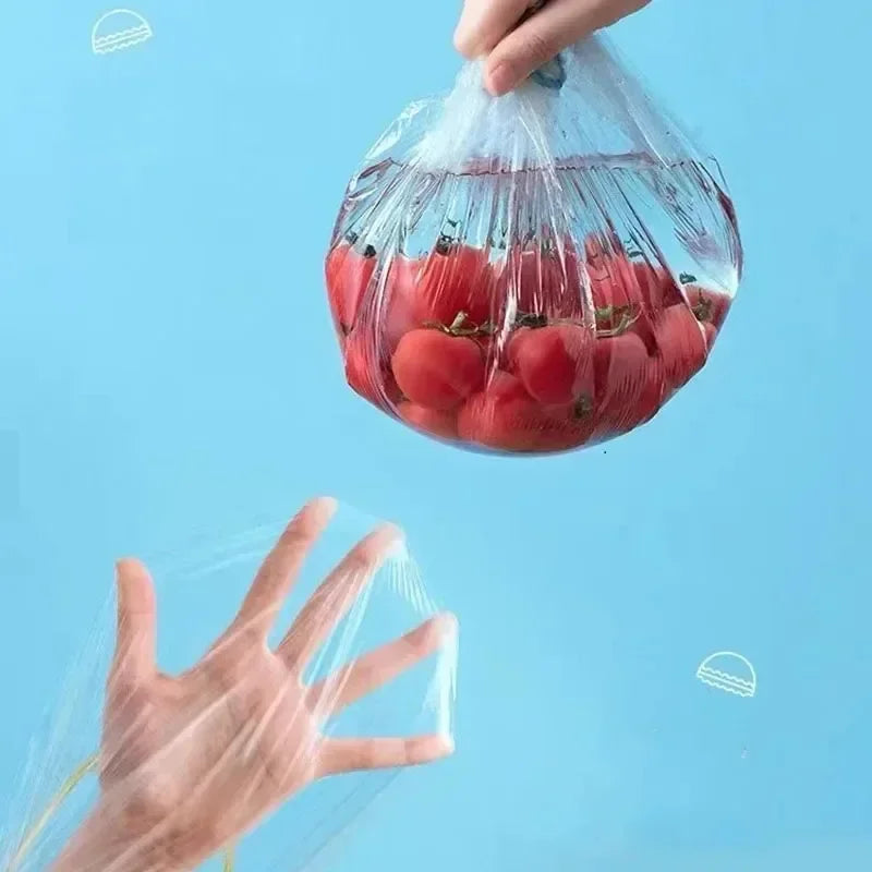 Transparent Elastic Cling Film Cover Fruits Foods Hair Covers Barthroom Kitchen PE Lids Storages Freshness Seal Wraps Disposable