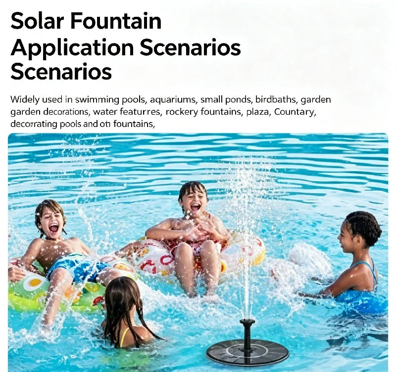 Solar Fountain Pump Floating Solar Panel Bird Baths Water Fountain with 4 Nozzles For Garden Outdoor Water Pool Pond Decor