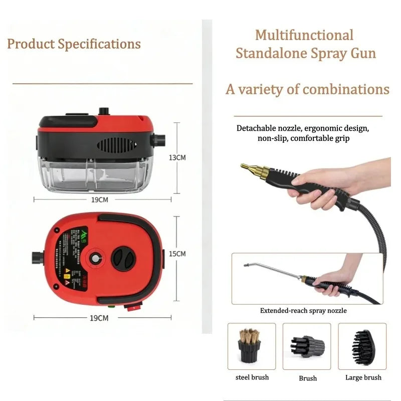 110V High Pressure Steam Cleaner With Multi Nozzles, Portable Handheld Steamer For Kitchen, Car, Bathroom Tile Grout Cleaning