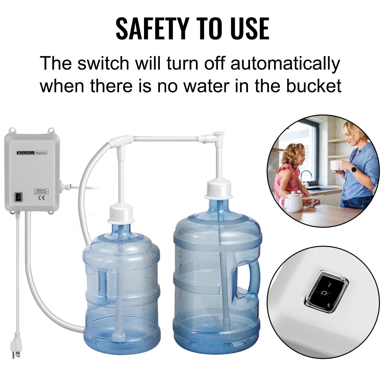 SucceBuy Water Bottle Dispenser Pump System Filter Softener Single/Double Pipe Reverse Osmosis Equipment Refrigerator Ice Maker