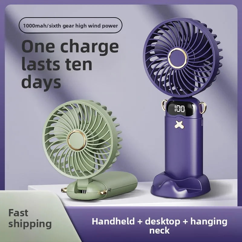 USB Rechargeable Handheld Mini Desk Fan for Students Office Dormitory Portable Cooling Fan