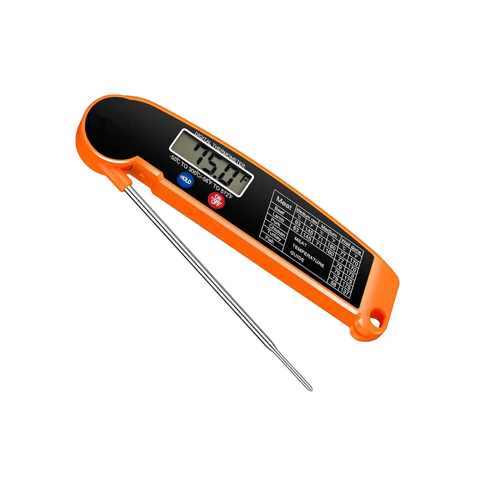 Foldable Digital Food Thermometer - Probe for Meat/Water/Milk/Fry/BBQ, Oven Temperature Gauge, Kitchen Cooking Tool