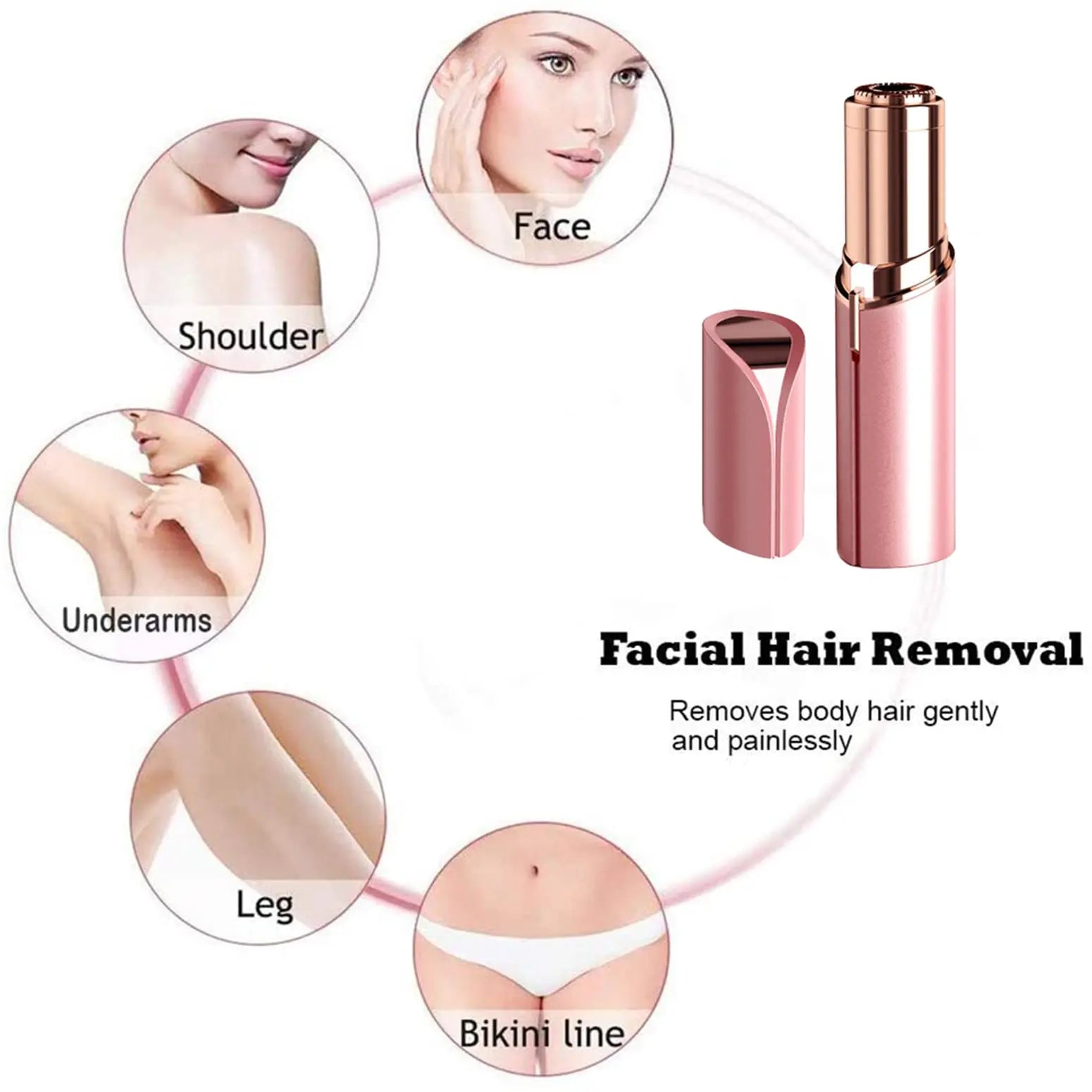 Facial Hair Removal for Women, Mini Hair Remover, Electric Razor Shaver Portable Bikini Epilator for Lips, Chin, Armpit, Peach