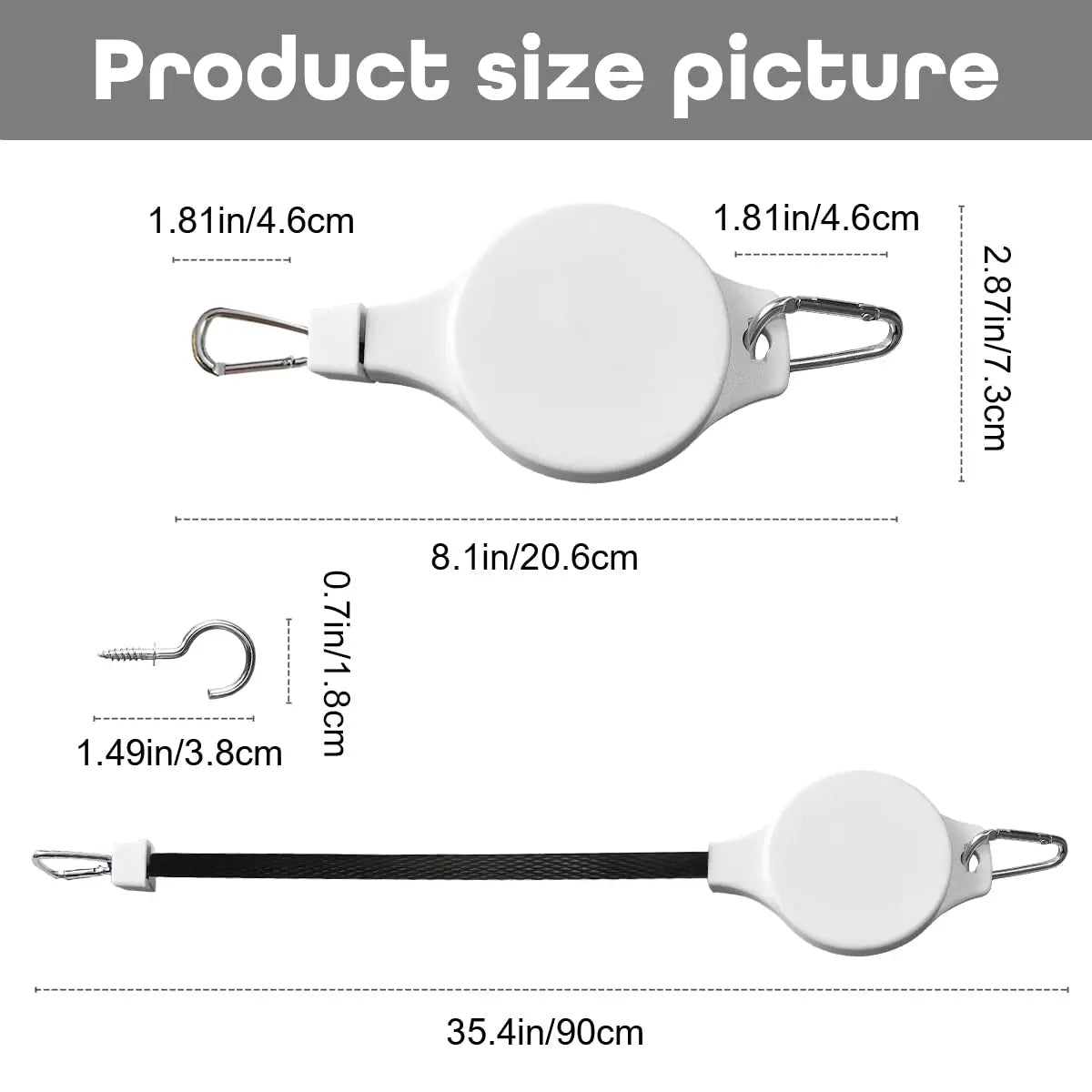 Retractable Plant Pulley Adjustable Hanging Flower Basket Hooks for Hanging Plants Heavy Duty, Indoor Outdoor Plant Hanger