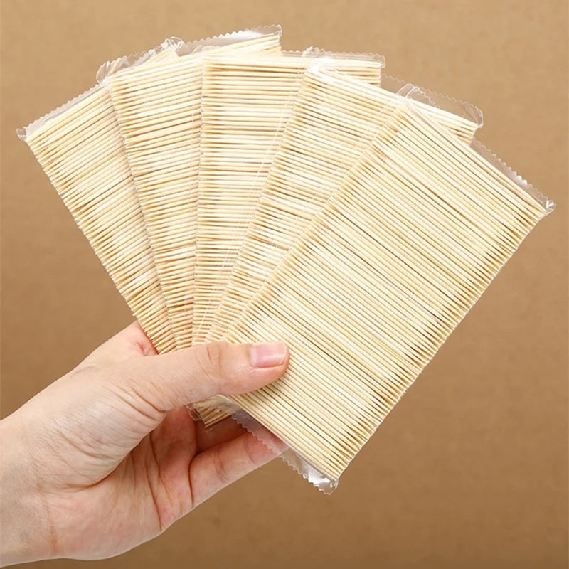 1000Pcs Disposable Double Headed Toothpicks Bamboo Material Cake Fruit Bread Dessert Toothpicks Portable Teeth Cleaning Tools