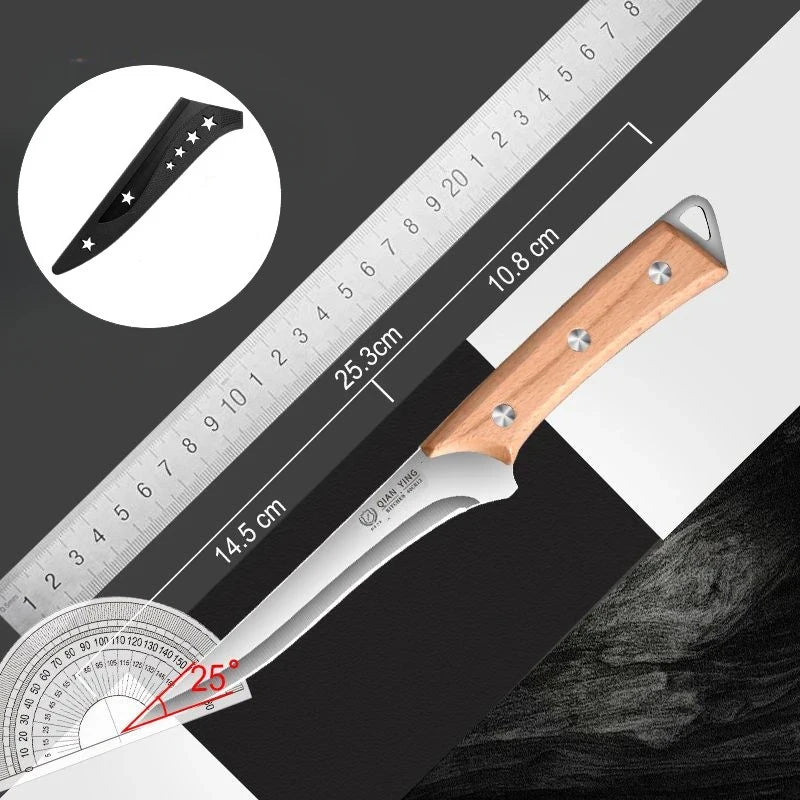 Professional forging bone removal and slicing knife set, kitchen knife with wooden handle, meat cutting knife with blade sheath