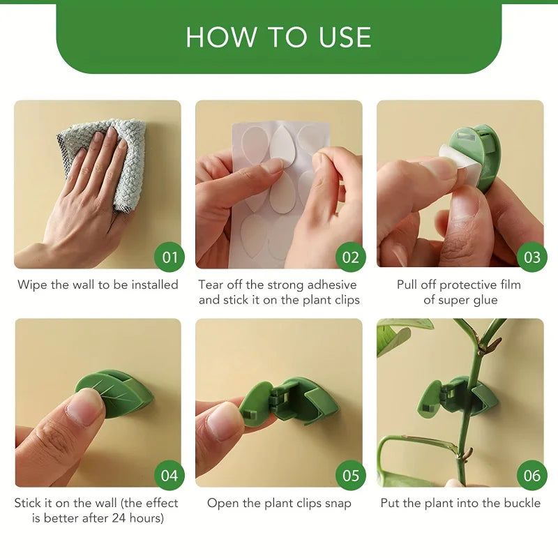 10pcs, Plant Climbing Wall Fixture Clips, Self-adhesive Plant Fixing Hook, Sticky Plant Fixing Clip For Plant Garden Pothos Vine