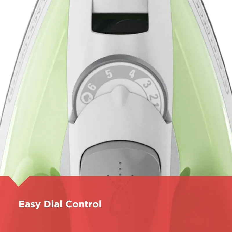Easy Steam Iron for Clothes, Smart Steam, 1200W, TrueGlide Nonstick Soleplate, Auto Shut-Off, Anti-Drip, Green & White