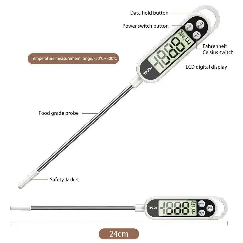 Kitchen Digital Cooking Thermometer -50~300℃ Meat Food Temperature Tester for Cooking /BBQ/Milk TP300 Food Thermometer