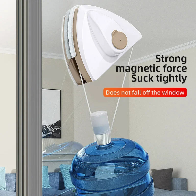 Magnetic Glass Window Cleaner Brush Double-layer Automatic Water Discharge Wiper Window Brush for Home Household Cleaning Tools