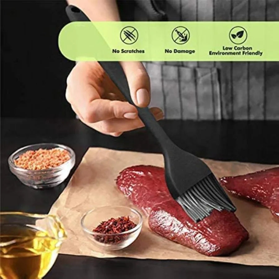 Silicone Pastry Basting Brush - 2Pcs 10 + 8 in Heat Resistant Brush for Baking Cooking Food BPA Free Kitchen Brush for Sauce Bu