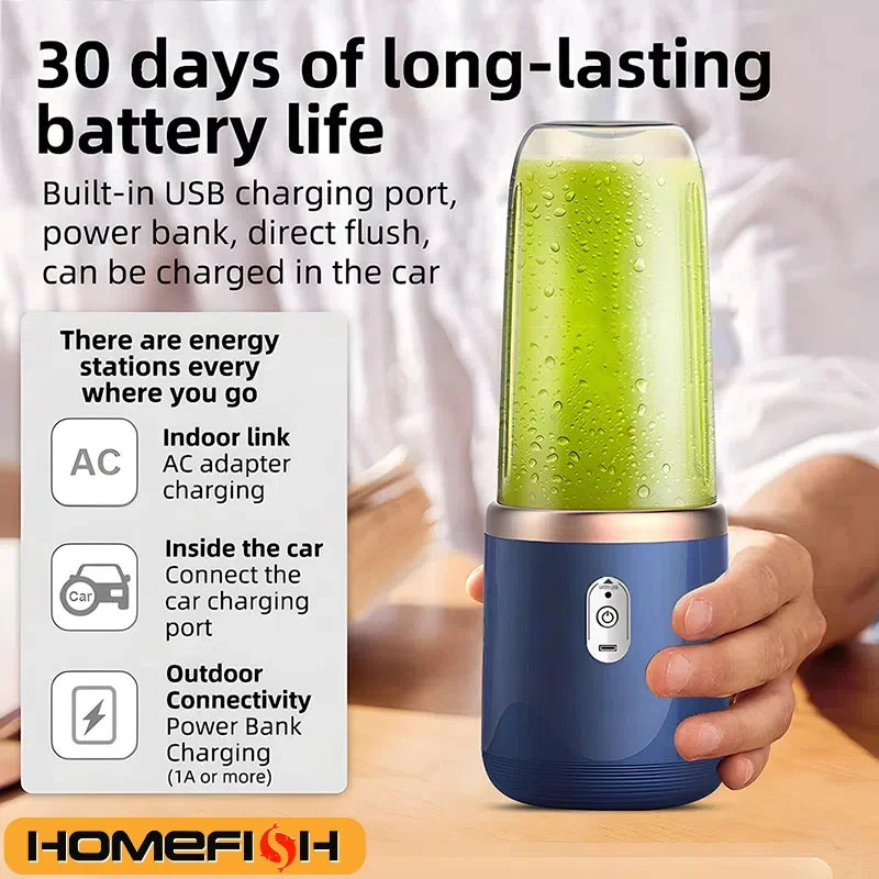 KLPortable Blender Bottle Electric 6 Blades Multifunction Juice Blender Fresh Juice Smoothie Blender Ice CrushCup Food Processor