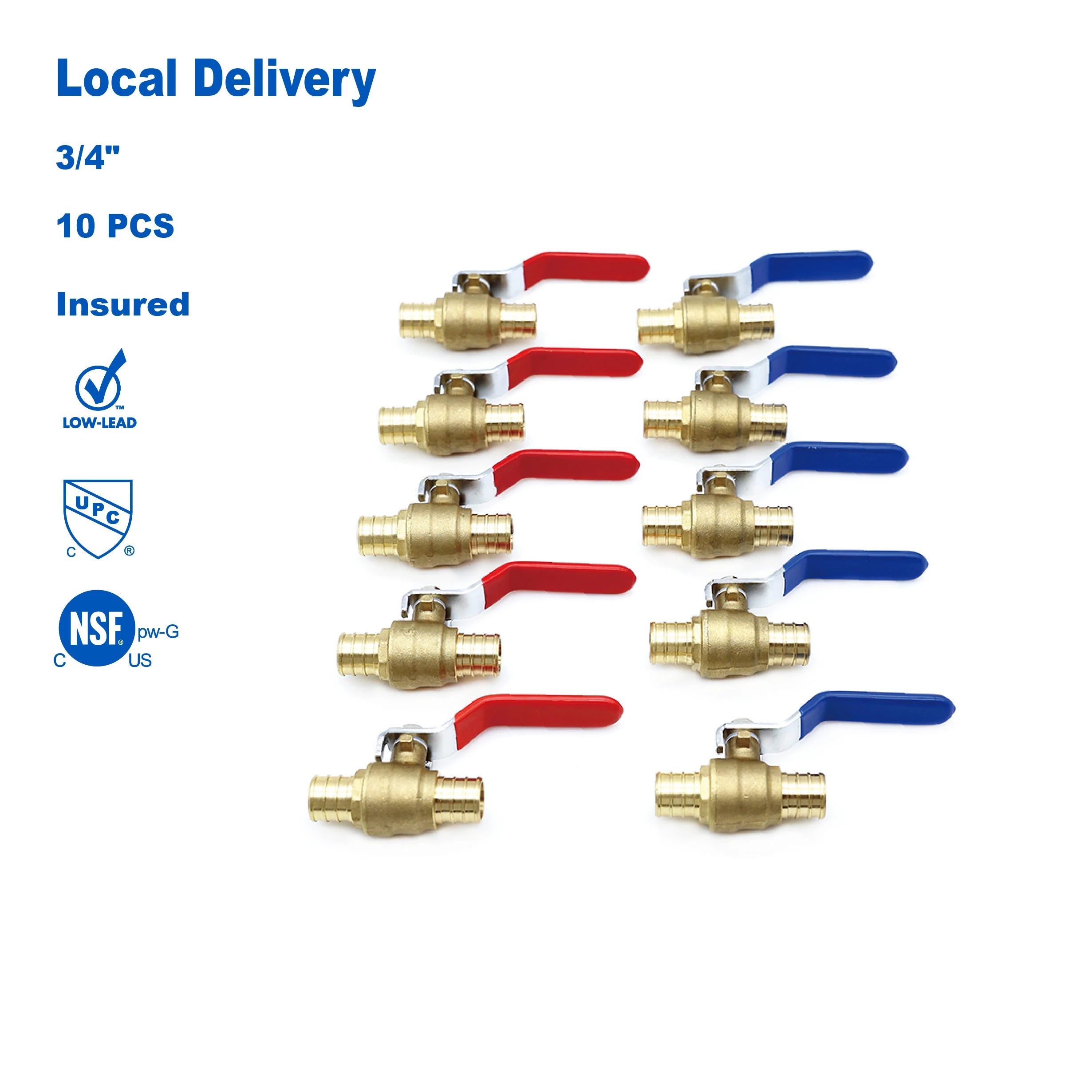 KING SMART Crimp/F1807 PEX 3/4" Full Port PEX Ball Valve; for Hot and Cold Water System; 10Pcs/Case; 80411