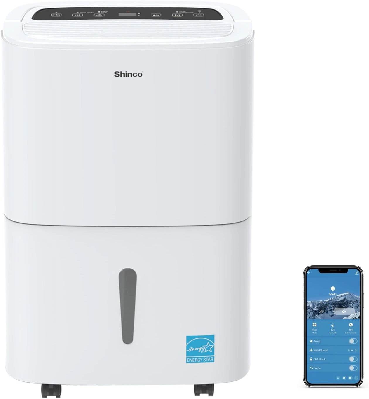 Shinco 5,000/6,000 Sq.Ft Energy Star Dehumidifier, Ideal for Large Rooms and Home Basements, Efficient Moisture Removal,1.32 Gallons