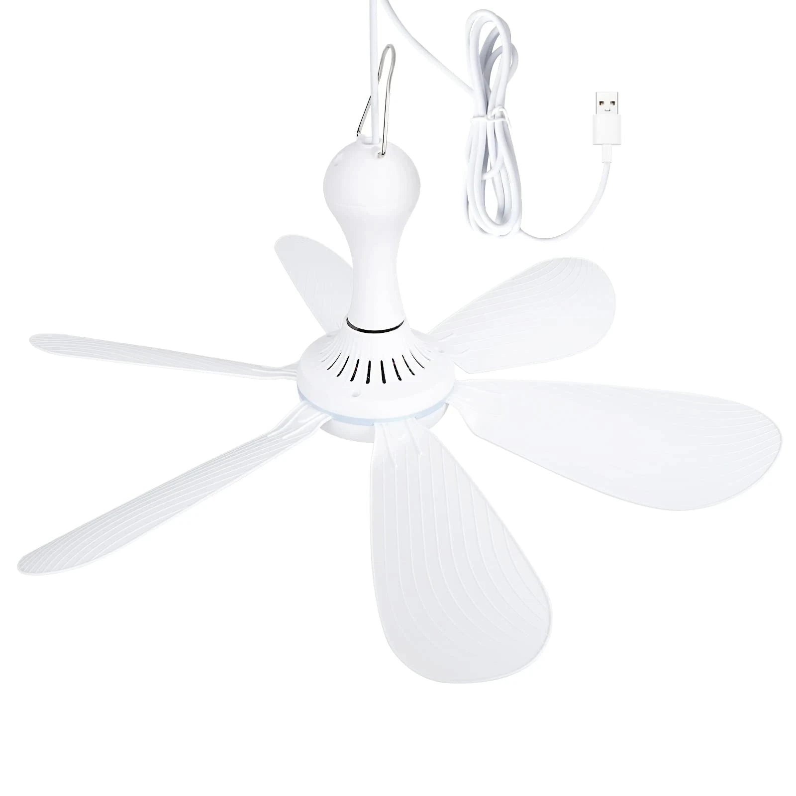 USB Fan Silent 6-blade Ceiling Fan 4-speed Hanging Fan for Camping Bed Camping Outdoor Hanging Camper Tents