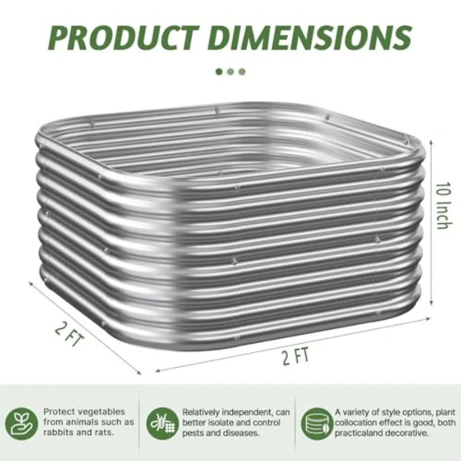 4 Pcak 2x2FT Raised Beds for Gardening Corrugated Galvanized Steel Raised Garden Bed Outdoor Metal Above Ground Garden Bed for