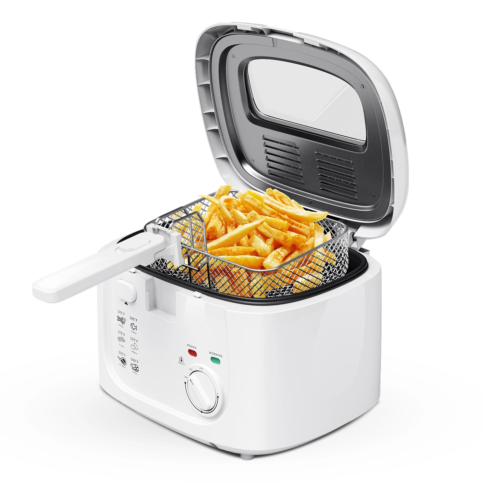 1600W Electric Deep Fryer with Adjustable Temperature Control, 84.54oz Non-Stick Basket & Viewing Window, Removable Lid